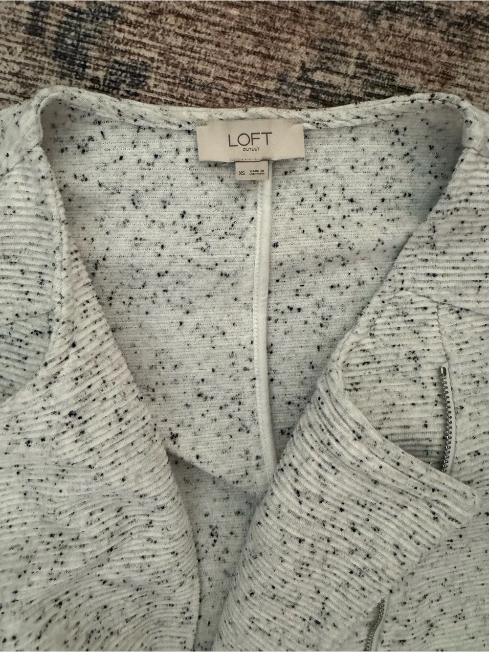 LOFT Light Heather Gray Open-Front Knit Cardigan Jacket
